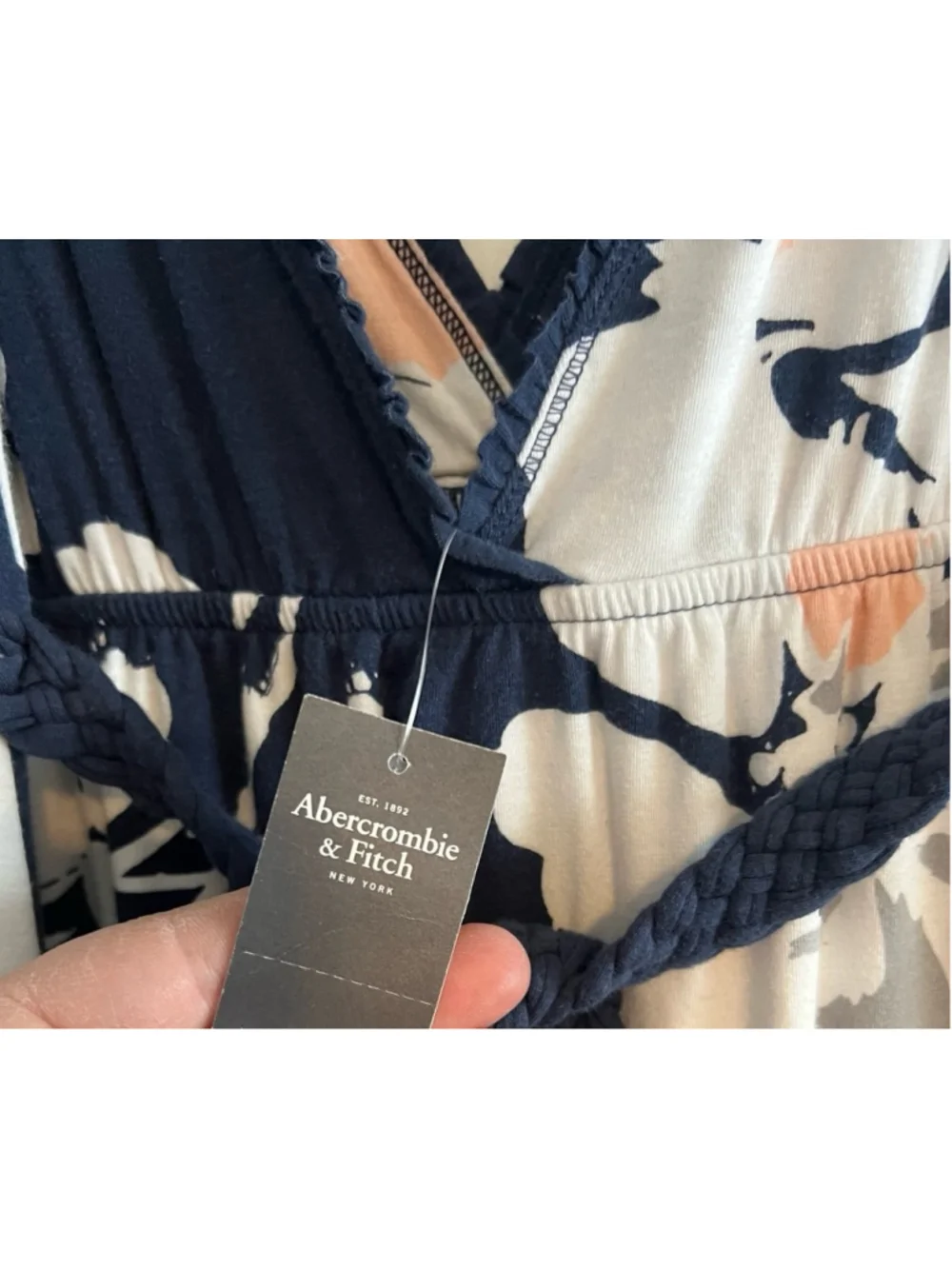 NWT Abercrombie & Fitch Navy Blue White Floral Maxi Dress